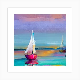 Sailboats On The Water.Printed wall painting, high-level art. Art Print