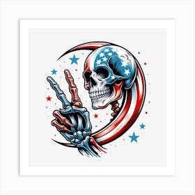 American Flag Skull Art Print