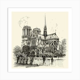 A Notre Dame Cathedral In Paris Hand Drawn Sketc 1719915847 4 Art Print