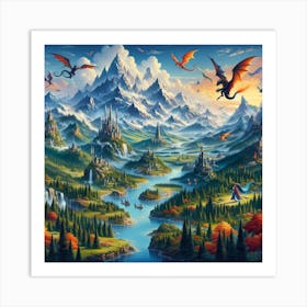 Dragons In The Mountains Art Print