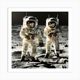 Two Astronauts On The Moon Art Print