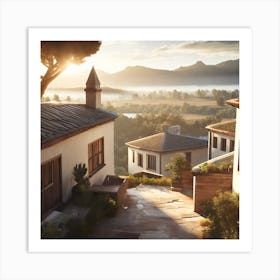 Firefly Rustic Rooftop Spanish Villas Landscape 48156 Art Print