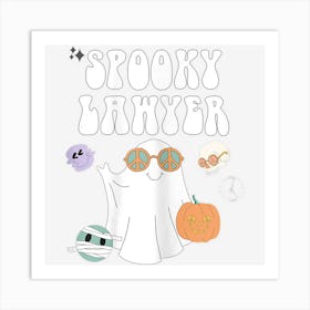 Womens Spooky Lawyer Hippie Halloween Retro Ghost For Women Art Print