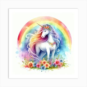 Unicorn In The Rainbow Art Print