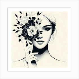 Woman With Flowers 3 Art Print