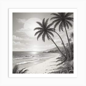 Palm Trees On The Beach 6 Art Print