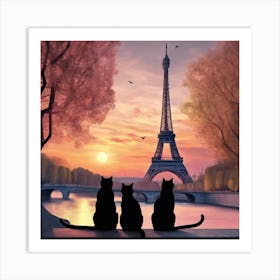 cats in paris 1 Art Print