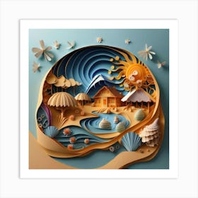 Nice Landscape In Paper Art Work 8 Art Print