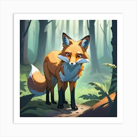 Fox In The Forest 21 Art Print