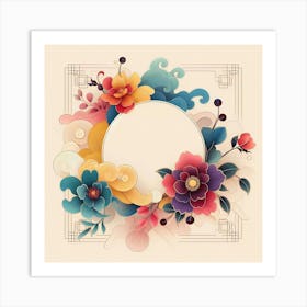 Chinese Floral Frame Art Print