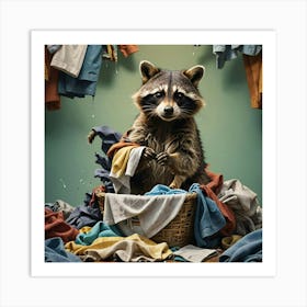 Raccoon In Laundry Basket Art Print