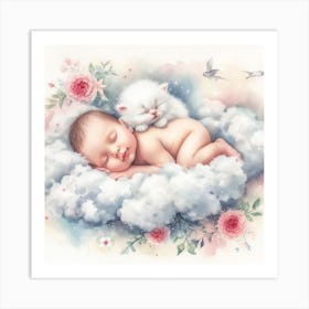 Baby Sleeping On Clouds 2 Art Print