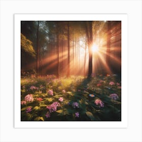 Rays Of Light In The Forest Art Print