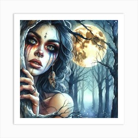 Indian Woman In The Forest Art Print