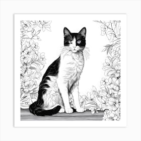 Black and white cat 2 Art Print