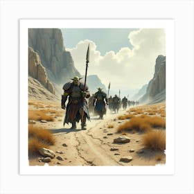 Watercolor Of Orcs Marching Across The Barren Wastelands Of Mordor 1 Art Print