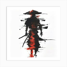 Japanese Ink Samurai Silhouette Art Print