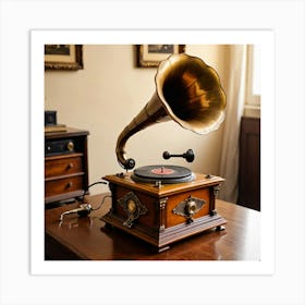 Soundscapes of Yesteryear: A Gramophone's Tale Art Print