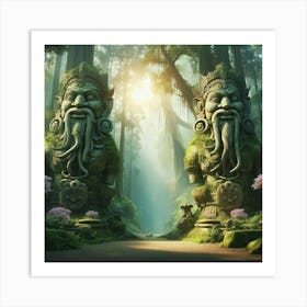 Buddhist Temple In The Forest paintings art print Art Print