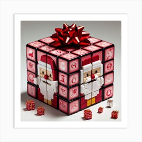 Santa Cube Art Print