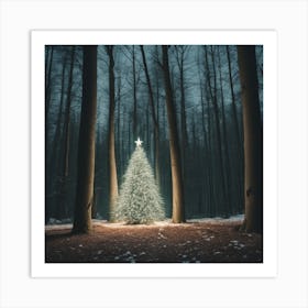 Christmas Tree In The Forest 45 Art Print