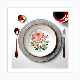 Plate With Flowers Art Art Print