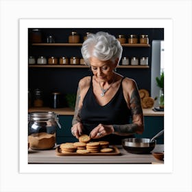 Old Woman Making Cookies Art Print