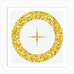 Golden Star In A Circle Art Print