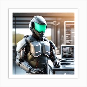 Futuristic Robot In Office Art Print