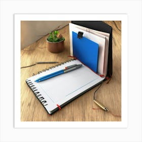 3d Notepad Icon With Pen (3) Art Print