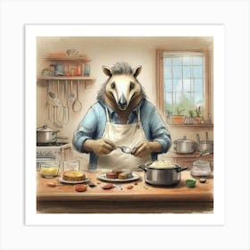 Bear In The Kitchen 1 Art Print