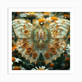 Butterfly On Daisies 5 Art Print