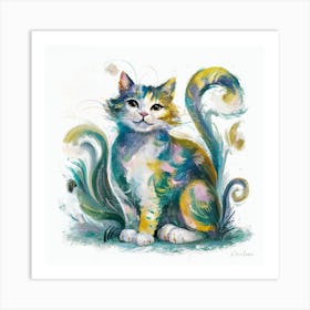 Floral Cat Art Print