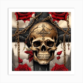 Skull And Roses 6 Art Print