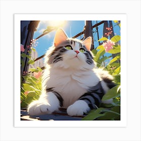 Cat In The Garden Art Print