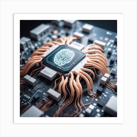 Brain On A Computer Chip Art Print