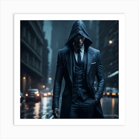 Man in a suit rain Art Print