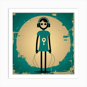 Girl With Headphones 6 Art Print