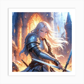 Girl In Armor Art Print