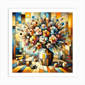 Abstract Flowers In A Vase 2 Art Print