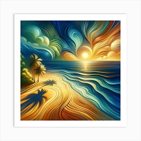 Sunset At The Beach1 Art Print