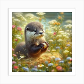 Otter In The Meadow 1 Art Print