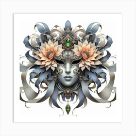 Mask With Flowers Art Print