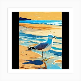 Seagull On The Beach Art Print