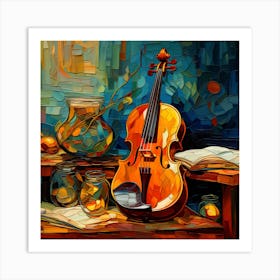 Violin And Book Art Print