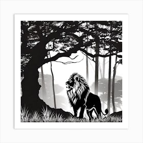 Lion In The Forest 5 Art Print