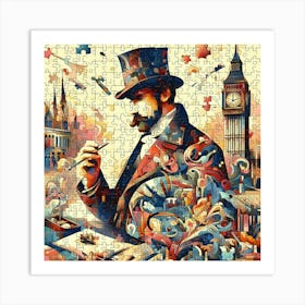 Abstract Puzzle Art English gentleman in London 7 Art Print