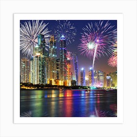 Fireworks In Dubai Art Print