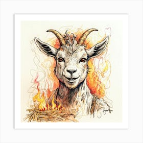 Goat In Flames 19 Art Print