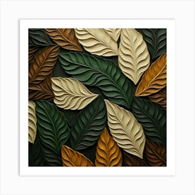 Abstract Leaves On A Black Background Art Print